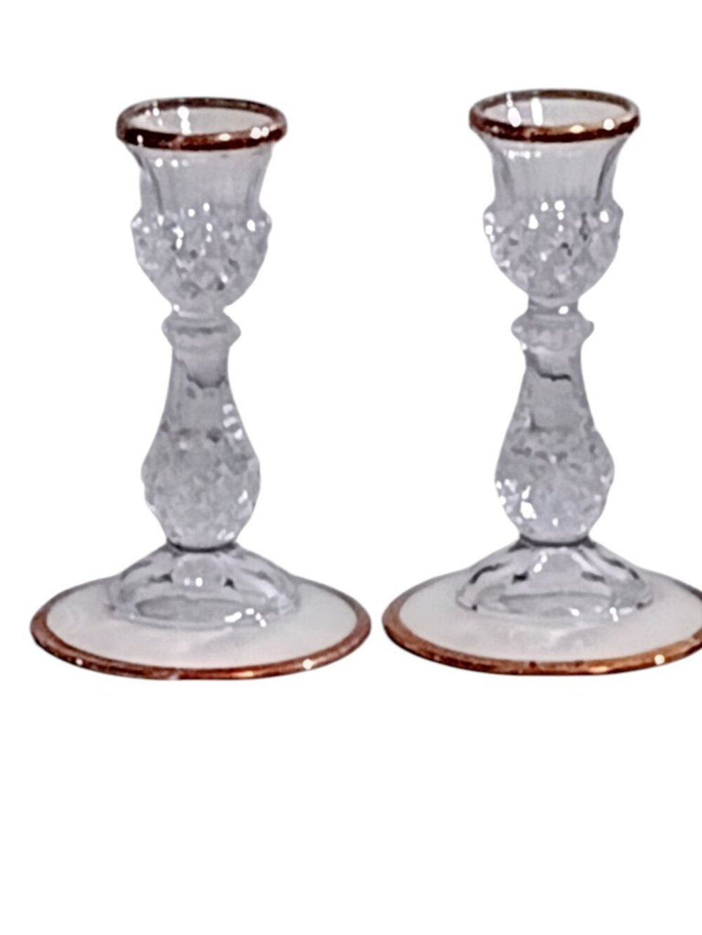 Vintage Crystal Swirl Candlestick Holders